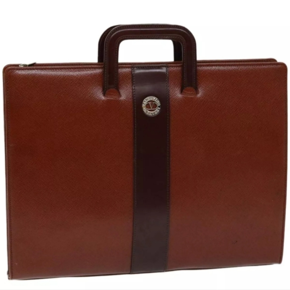 VALENTINO Cognac and Brown Business Bag